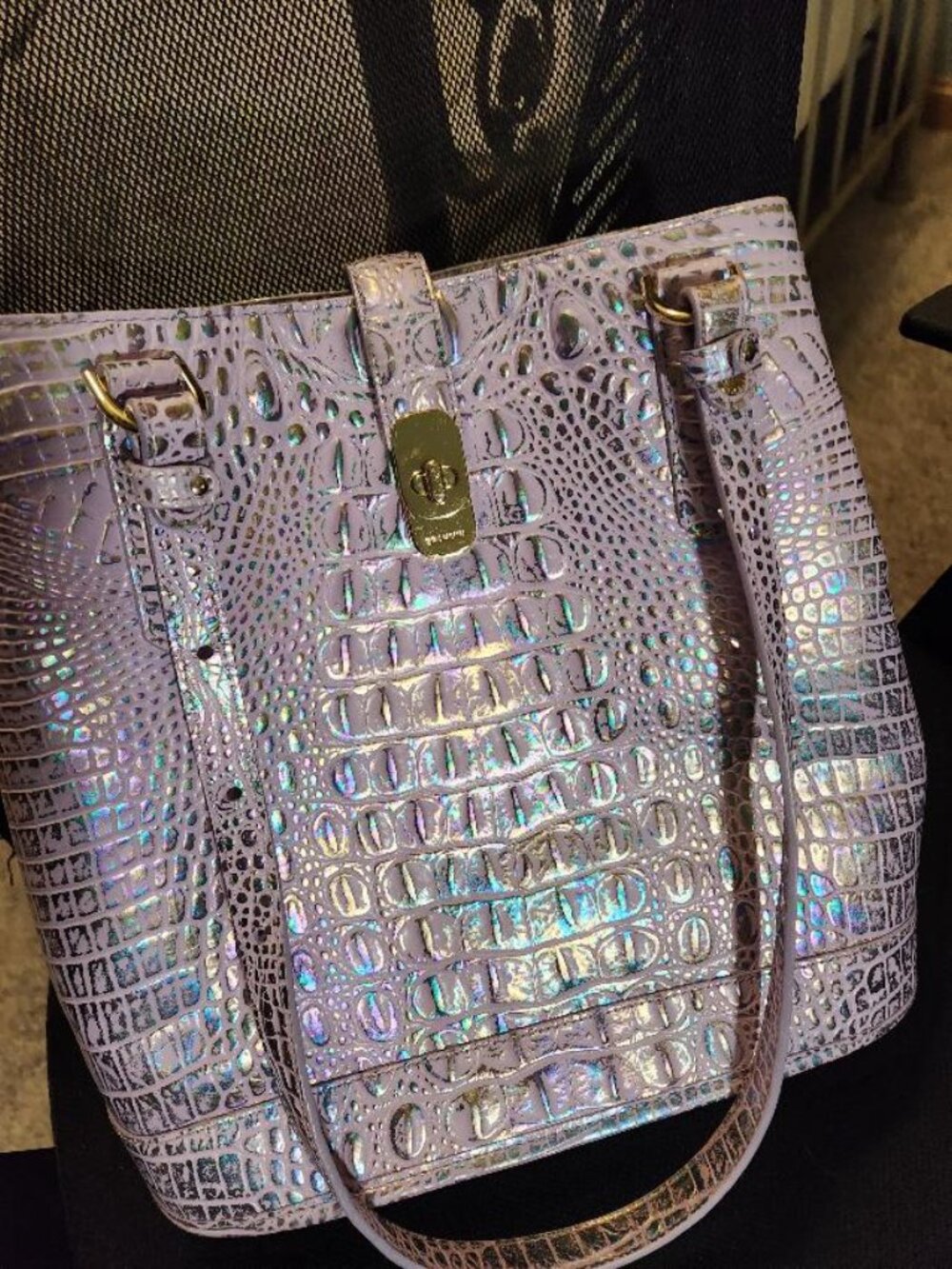 Brahmin Iridescent Lavender Leather Bag